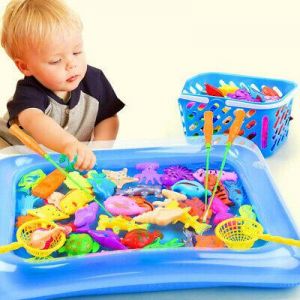 סט צעצועי דיג מגנטיים לילדים, משחק אינטראקטיבי לאמבטיה , 14 חלקים 