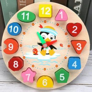 הכי שווה ברשת! ילדים New Wooden Clock Puzzle Sorting Toy For Toddler Baby Kids Educational Gifts Toys