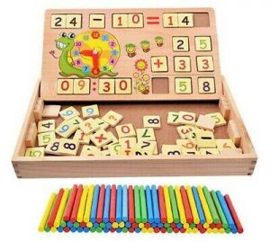 Kids Montessori Learning Numbers Building Blocks Kit Toys Puzzle Drawing Shapes