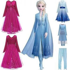 Kids Cosplay Frozen 2 Queen Elsa Party Dress Girls Costume Birthday Fancy Dress