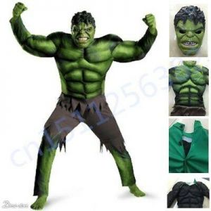 The Avengers Hulk Muscle Mask Costume boys Cosplay kids Carnival Fantasy Clothes