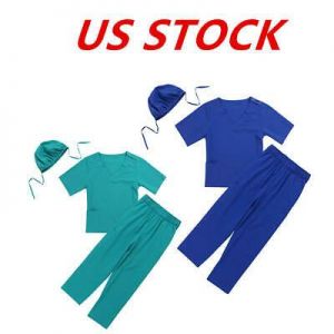 הכי שווה ברשת! תחפושות US Kids Boys Doctor Cosplay Outfits Tops Pants Cap Hospital Halloween Costumes
