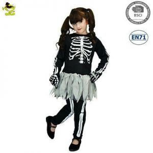 Girl&#039;s Black Skeleton Costumes Kid&#039;s Dark Skull Cosplay Sets for Halloween Party