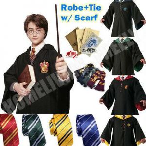 Robe+Tie+Scarf Harry Potter Costume Gryffindor Halloween Cosplay Party Xmas Kids
